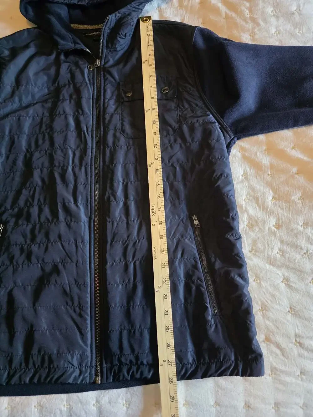 Banana‎ Republic Mixed Media Quilted Fleece Full-Zip Hoodie